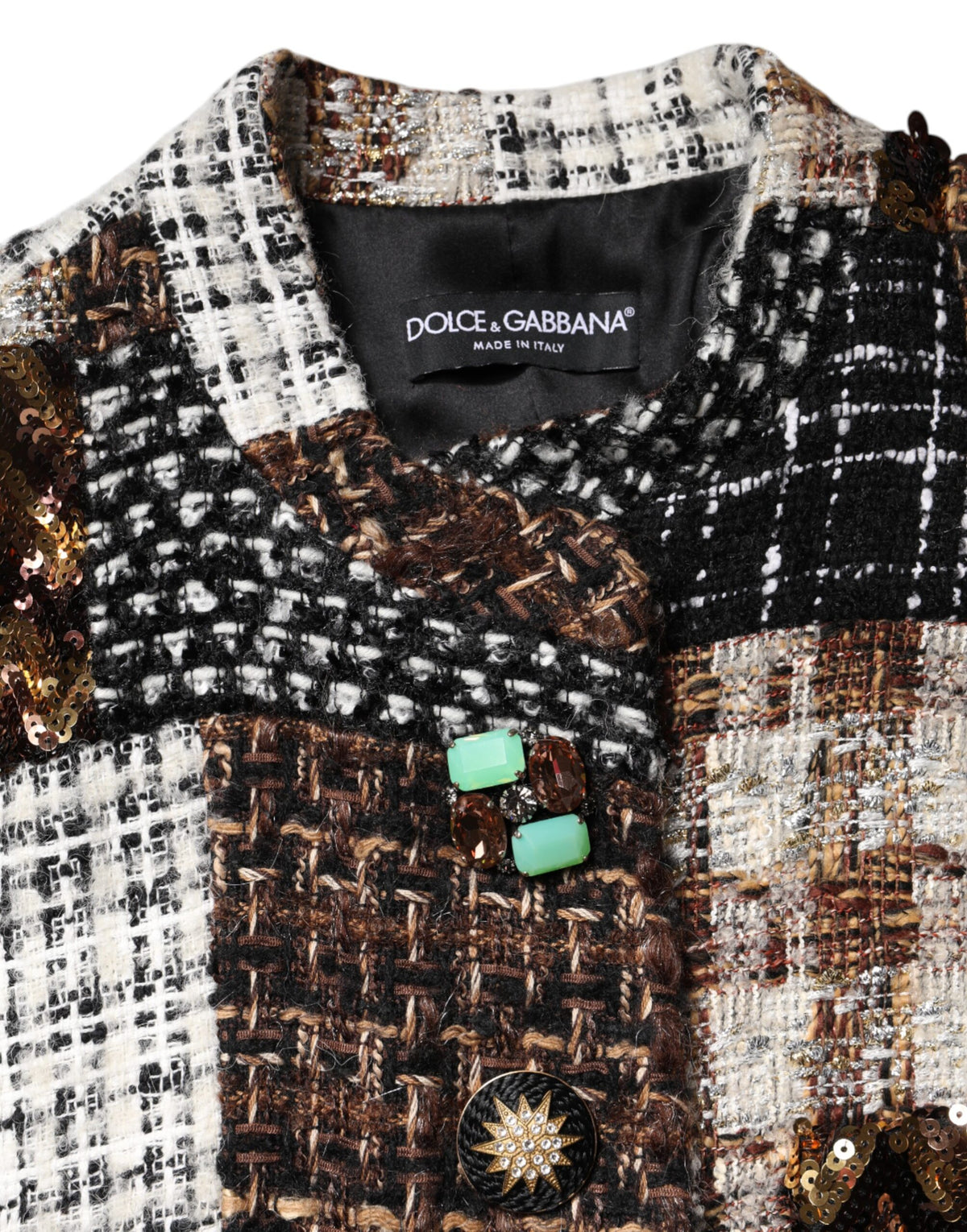 Dolce & Gabbana Mehrfarbige Patchwork-Jacke mit Knopfleiste