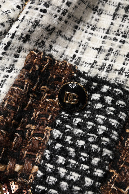 Dolce & Gabbana Mehrfarbige Patchwork-Jacke mit Knopfleiste