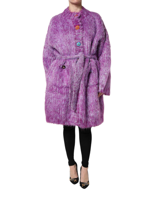 Dolce & Gabbana purple trench coat jacket with button detailing