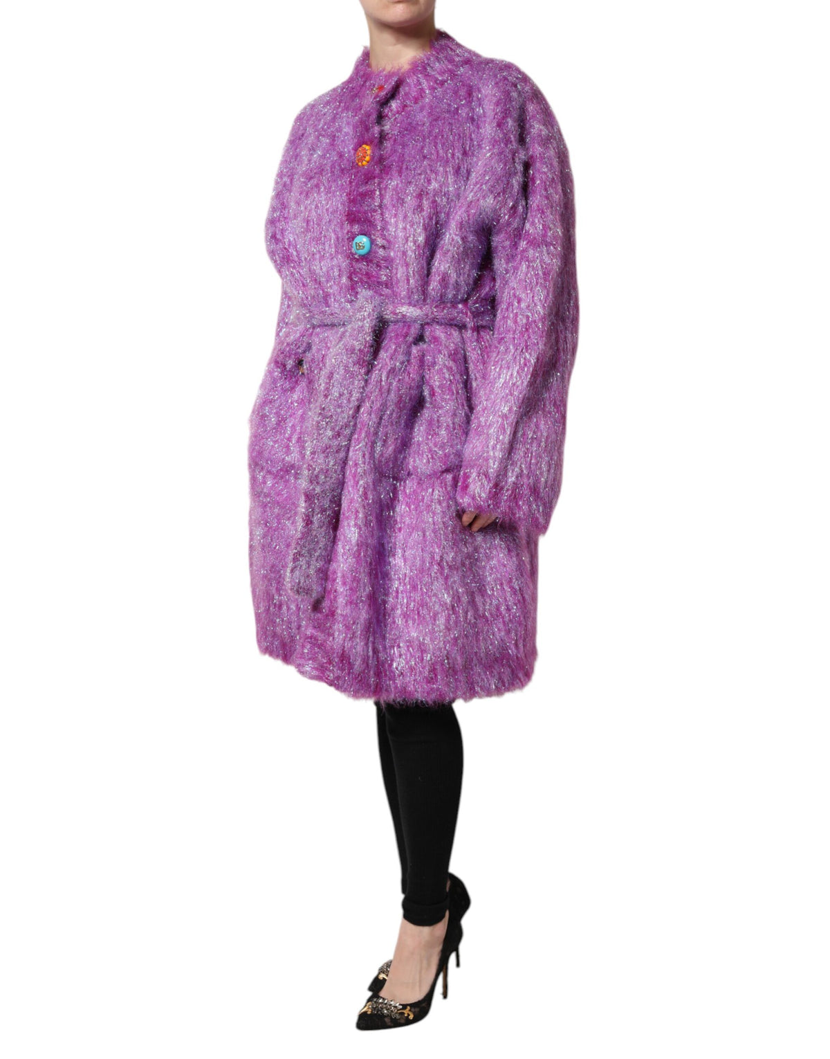 Dolce & Gabbana Lila Trenchcoat aus Woll-Mohair-Mix