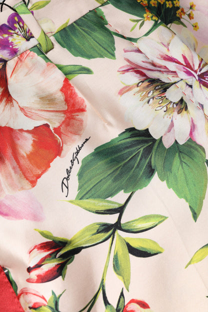Dolce & Gabbana Mehrfarbige High-Waist Seidenhose mit Blumenprint
