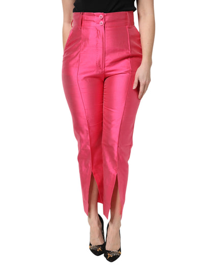 Dolce & Gabbana Rosa High-Waist Hose aus Seide