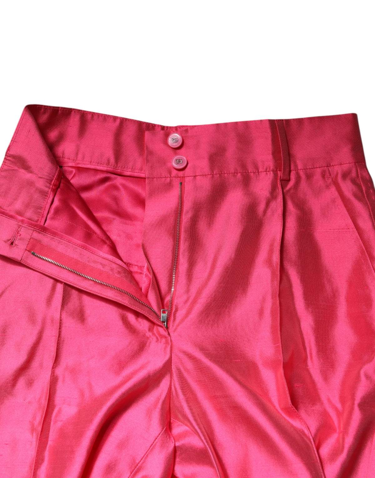 Dolce & Gabbana Rosa High-Waist Hose aus Seide