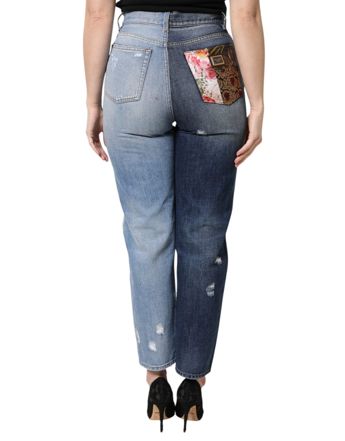 Dolce & Gabbana Mehrfarbige High-Waist Patchwork Jeans