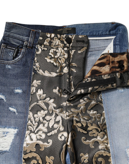 Dolce & Gabbana Mehrfarbige High-Waist Patchwork Jeans