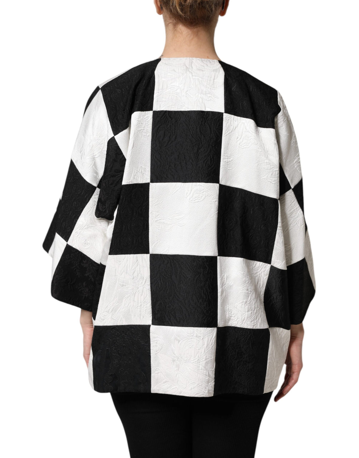 Dolce & Gabbana White and Black Patchwork Jacquard Blazer