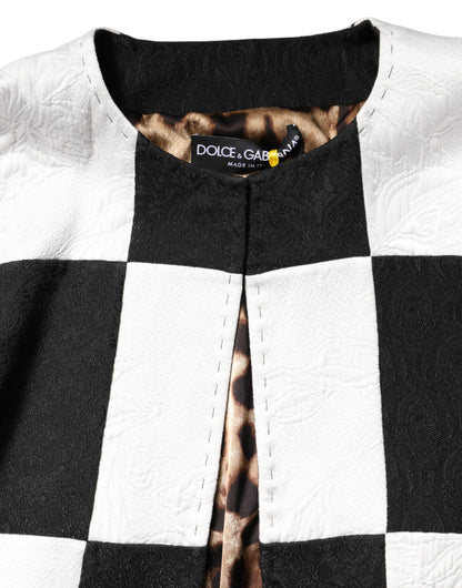Dolce & Gabbana Weiß Schwarz Patchwork Jacquard Blazer Jacke