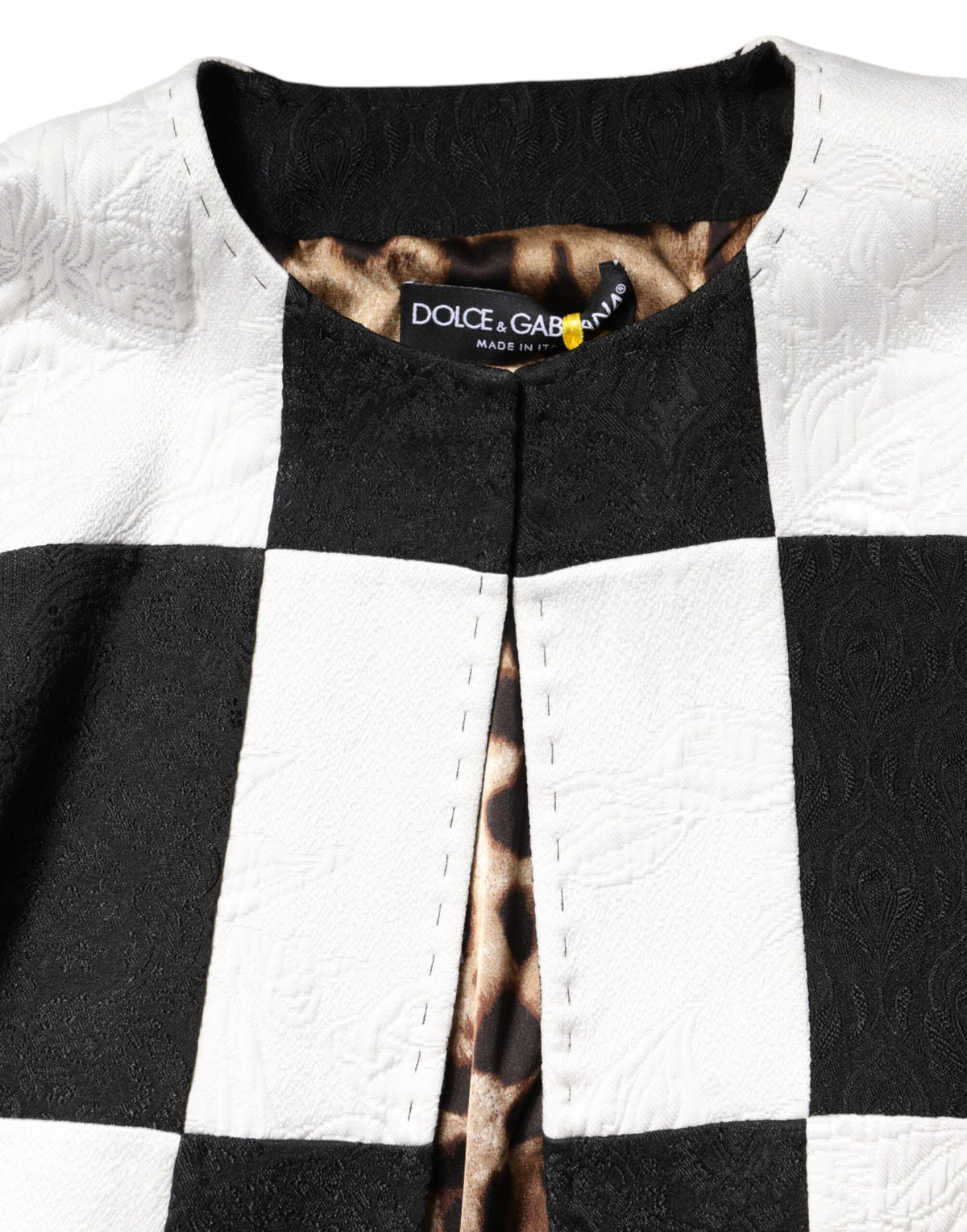 Dolce & Gabbana White and Black Patchwork Jacquard Blazer