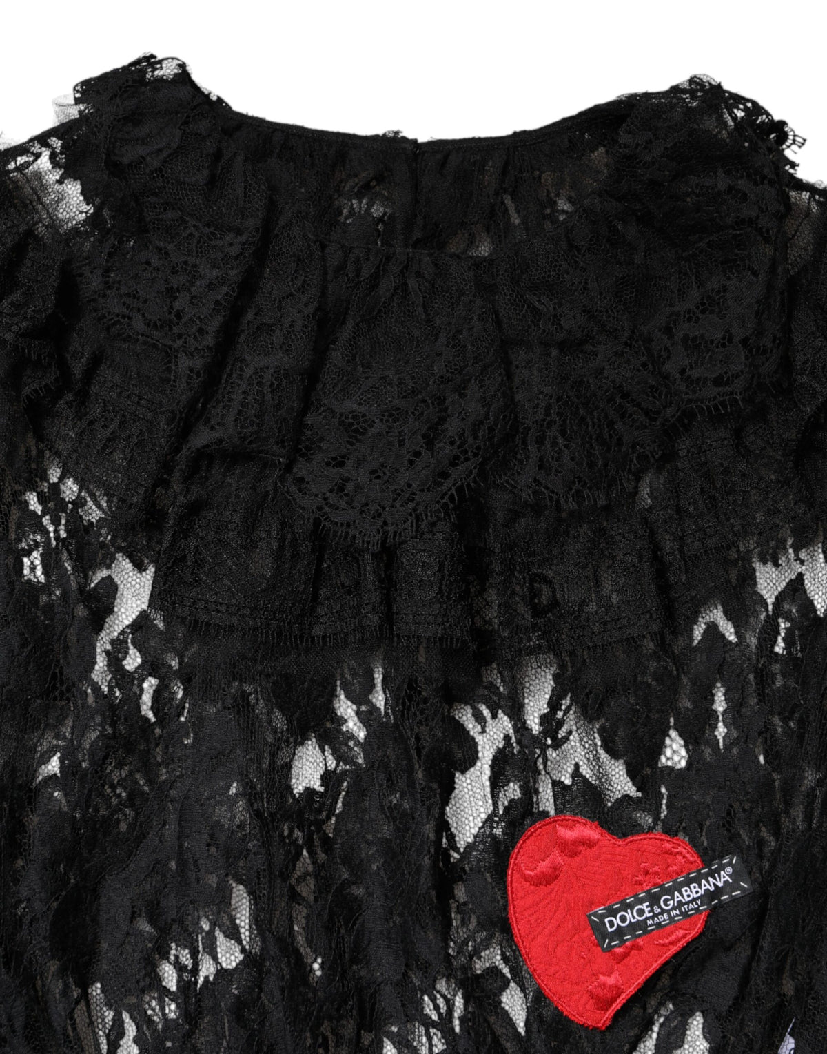 Dolce & Gabbana Schwarze Langarmbluse aus floraler Spitze