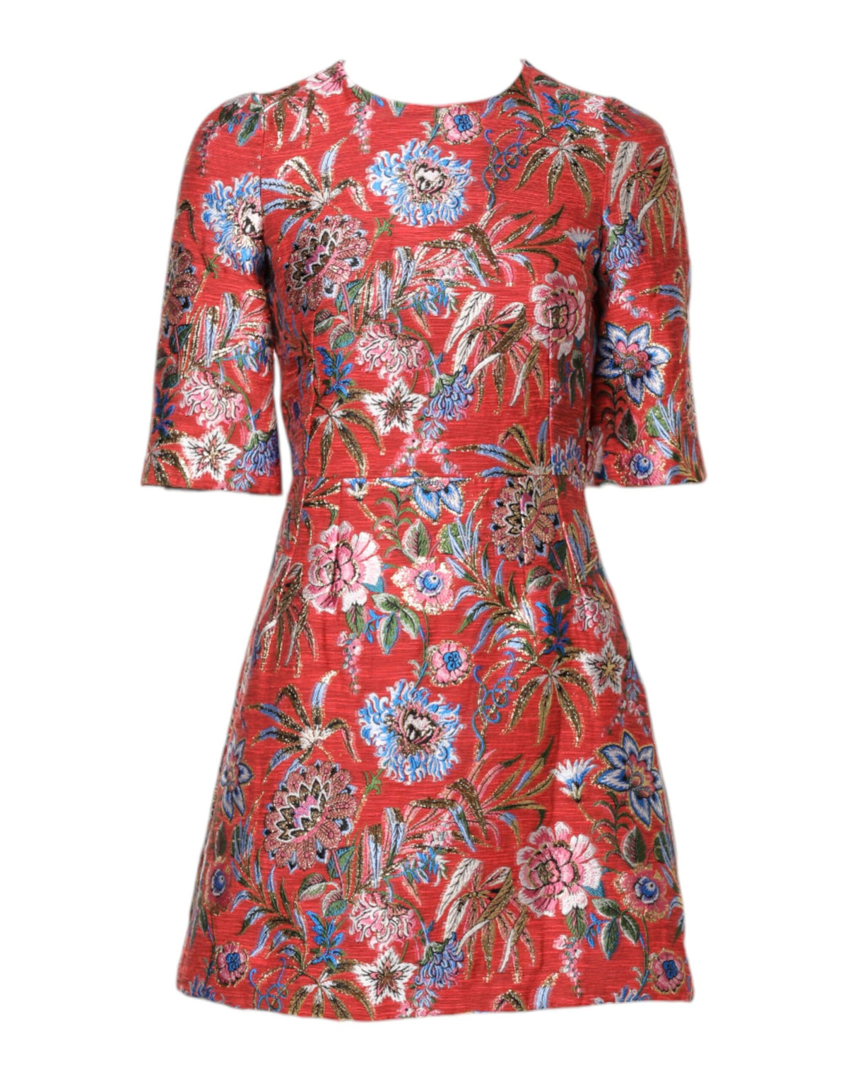 Dolce & Gabbana Rotes Jacquard-Minikleid in A-Linie