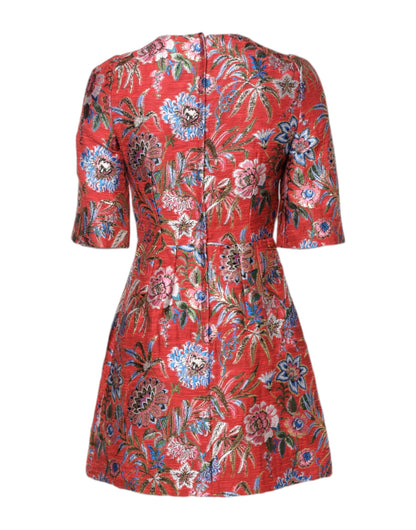 Dolce & Gabbana Rotes Jacquard-Minikleid in A-Linie