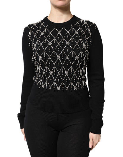 Dolce & Gabbana Schwarzes Kaschmirtop mit Kristallen