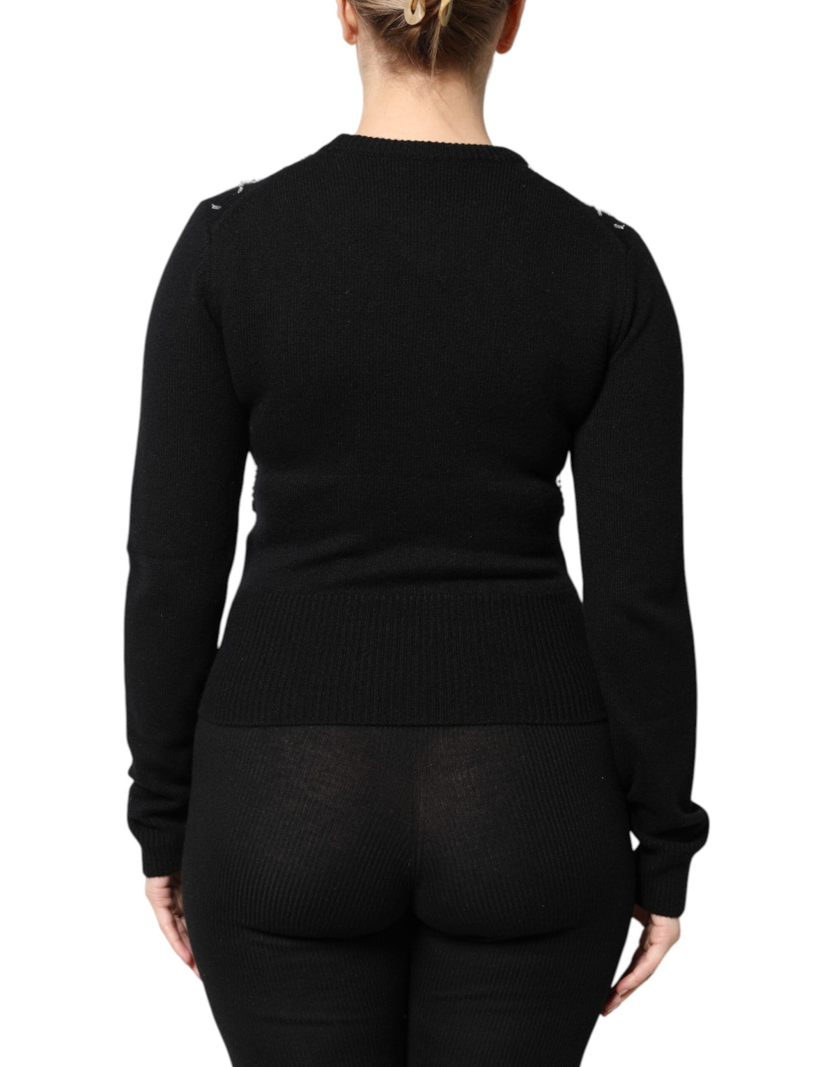 Dolce & Gabbana Schwarzes Kaschmirtop mit Kristallen