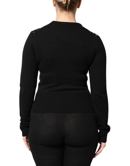 Dolce & Gabbana Schwarzes Kaschmirtop mit Kristallen