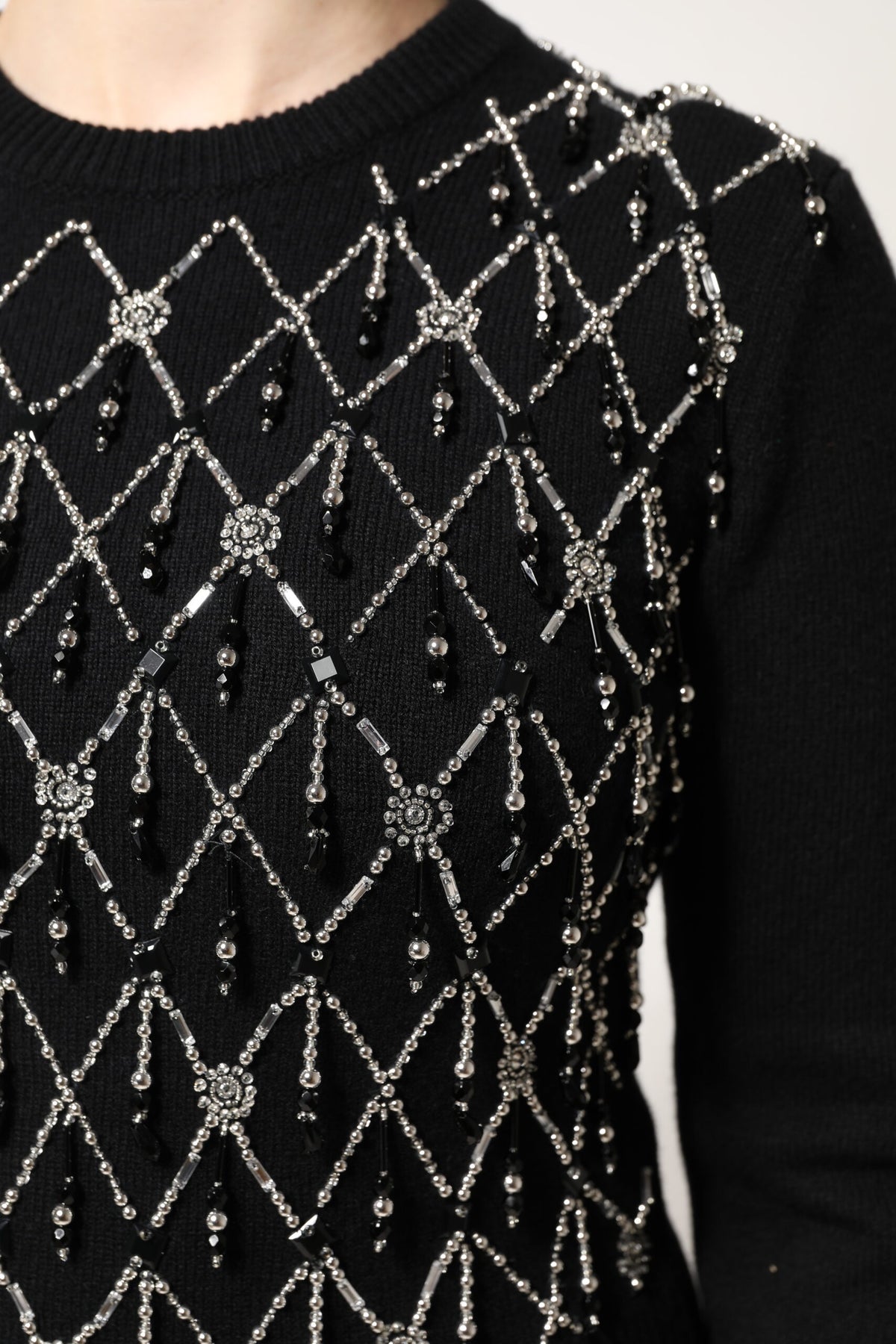 Dolce & Gabbana Schwarzes Kaschmirtop mit Kristallen