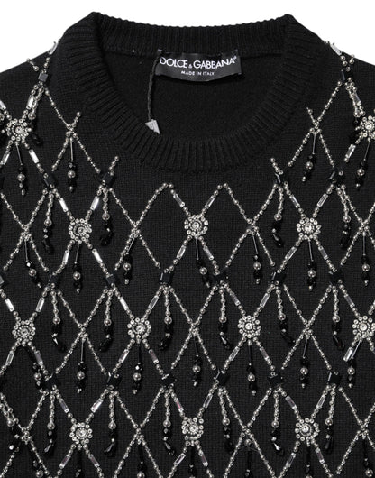 Dolce & Gabbana Schwarzes Kaschmirtop mit Kristallen