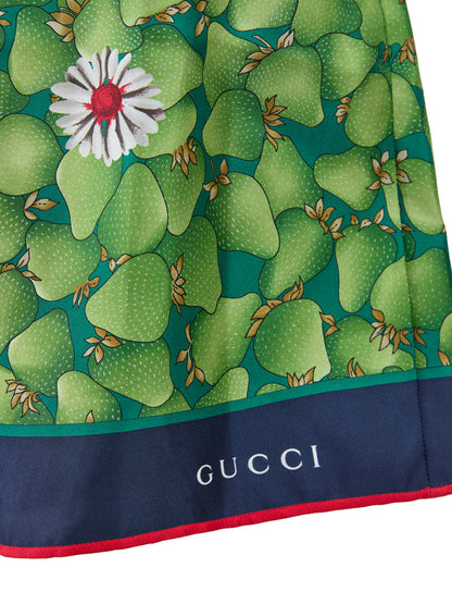 Gucci Grüne Seidenshorts mit Blumenmuster