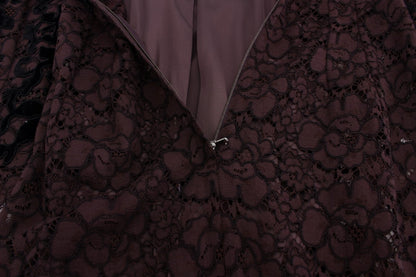 Dolce & Gabbana Lila Florales Ricamo Maxikleid aus Spitze