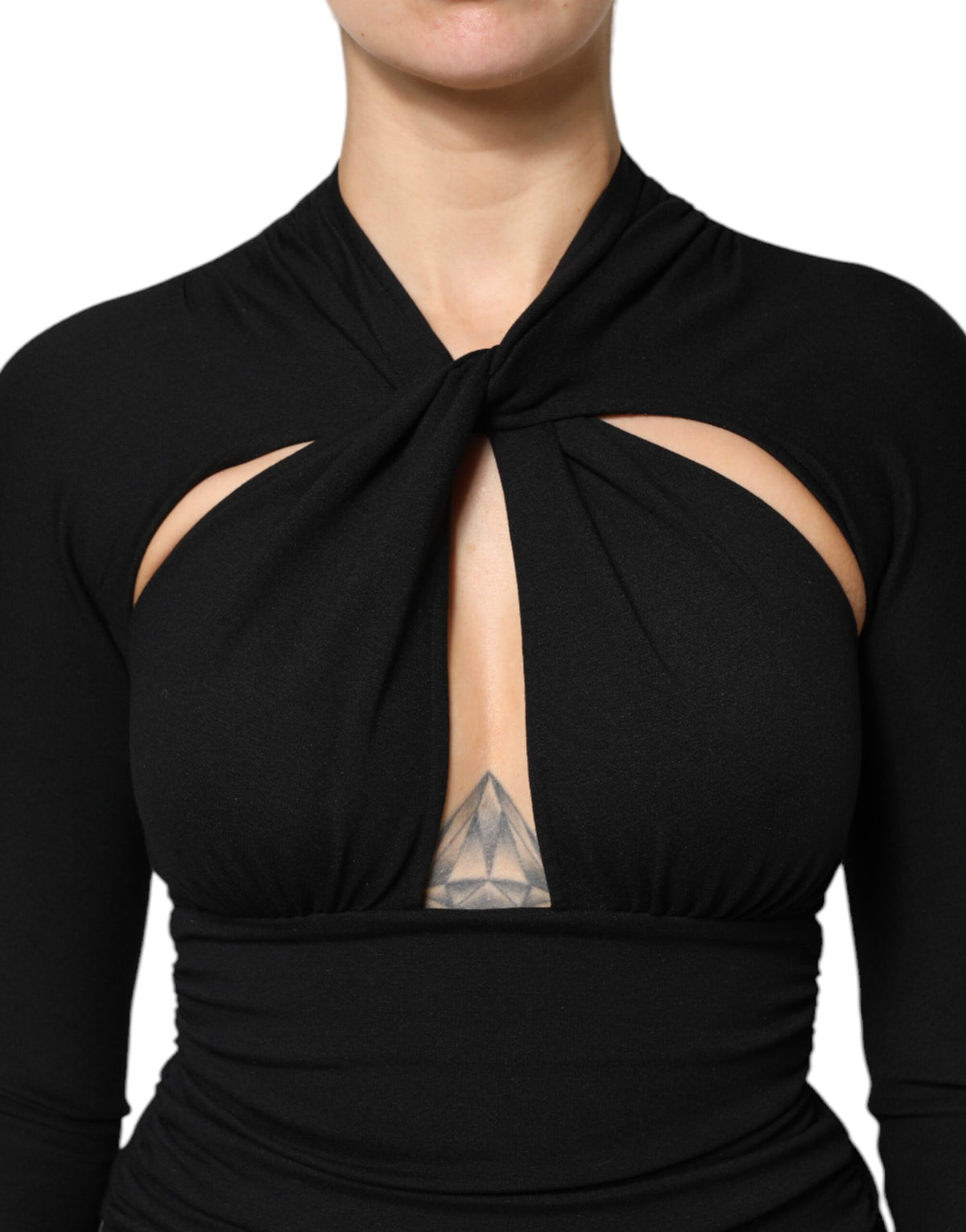 Dolce & Gabbana Schwarzes langärmeliges Midi-Etuikleid