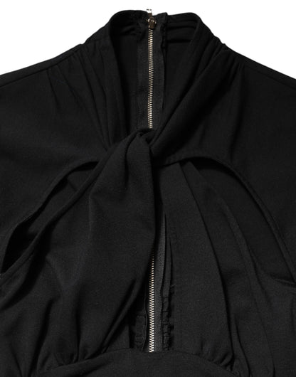 Dolce & Gabbana Schwarzes langärmeliges Midi-Etuikleid