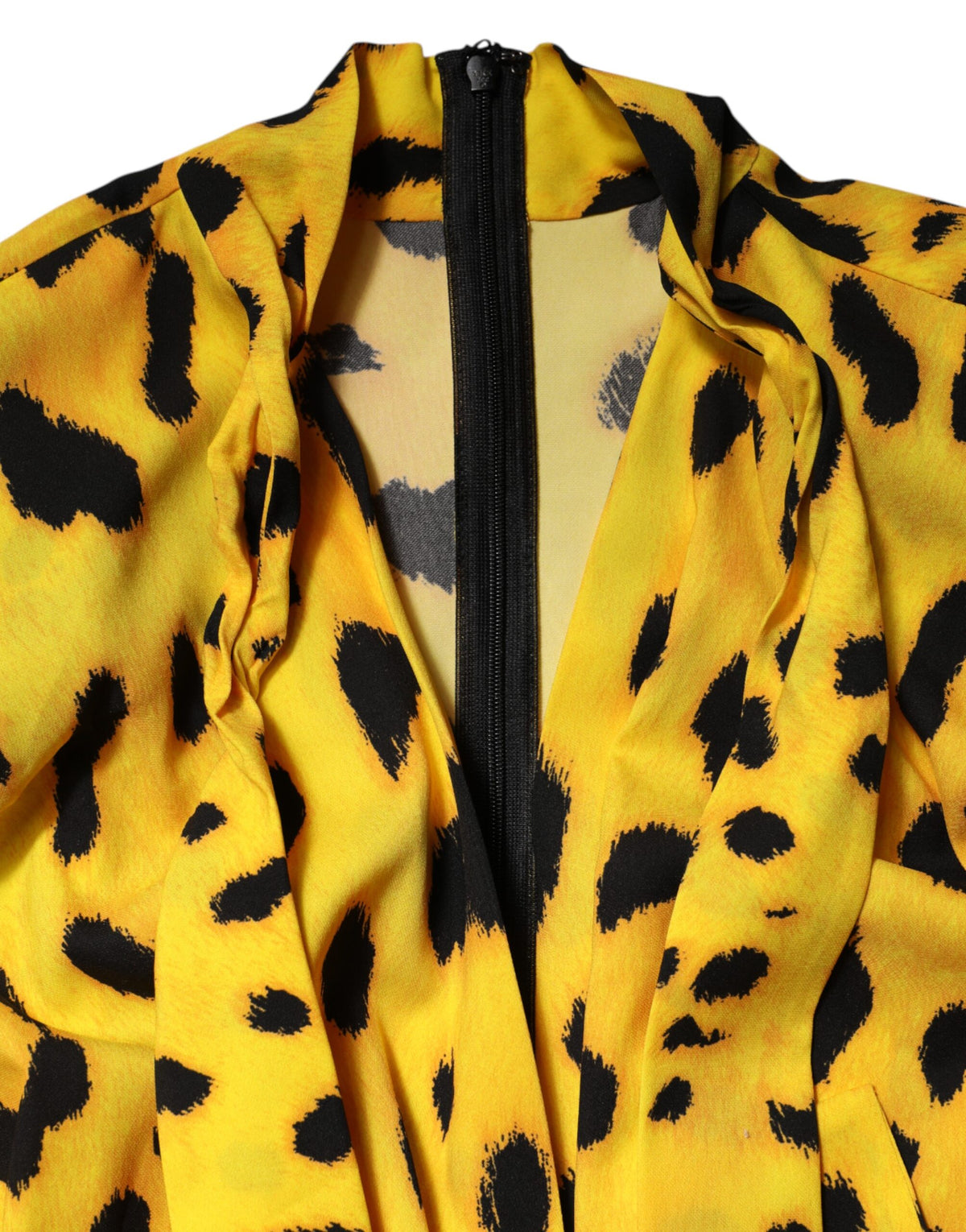 Dolce & Gabbana Gelber Seiden-Jumpsuit mit Leopardenprint