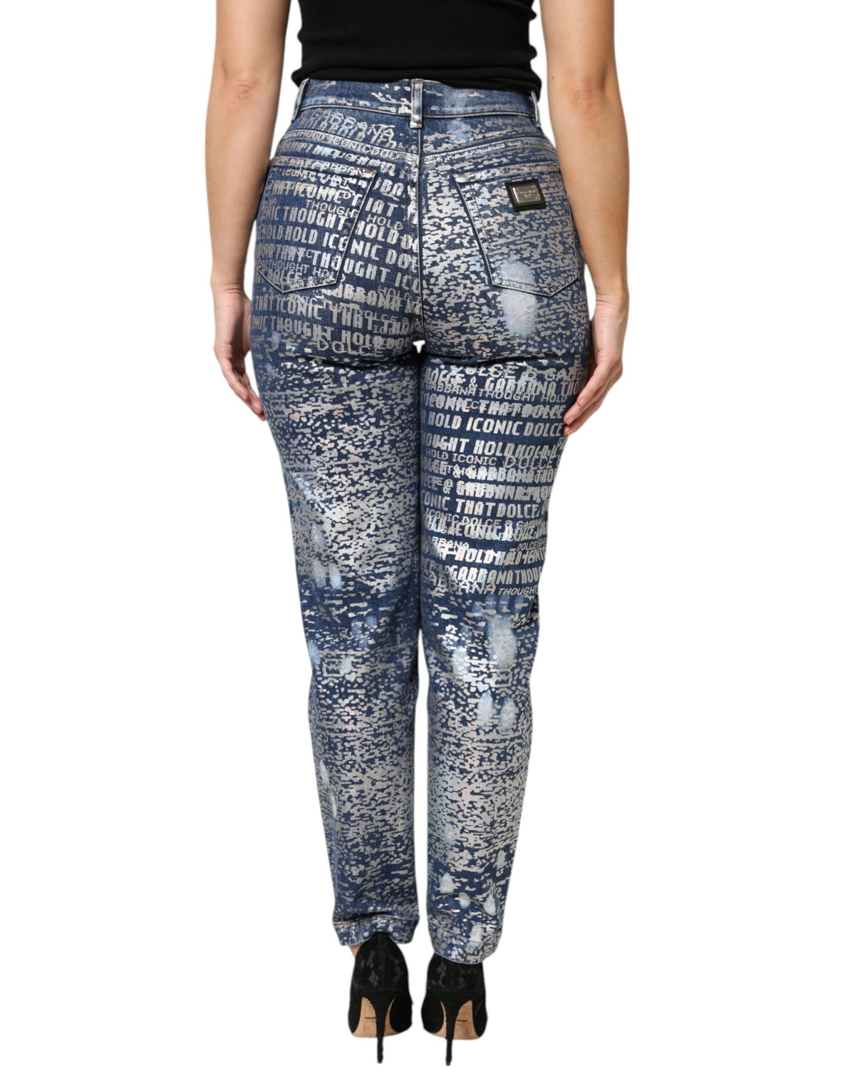 Dolce & Gabbana Blue Washed High-Waist Stretch-Jeans