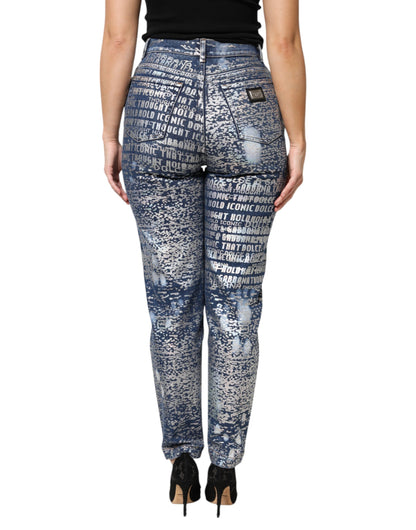 Dolce & Gabbana Blue Washed High-Waist Stretch-Jeans