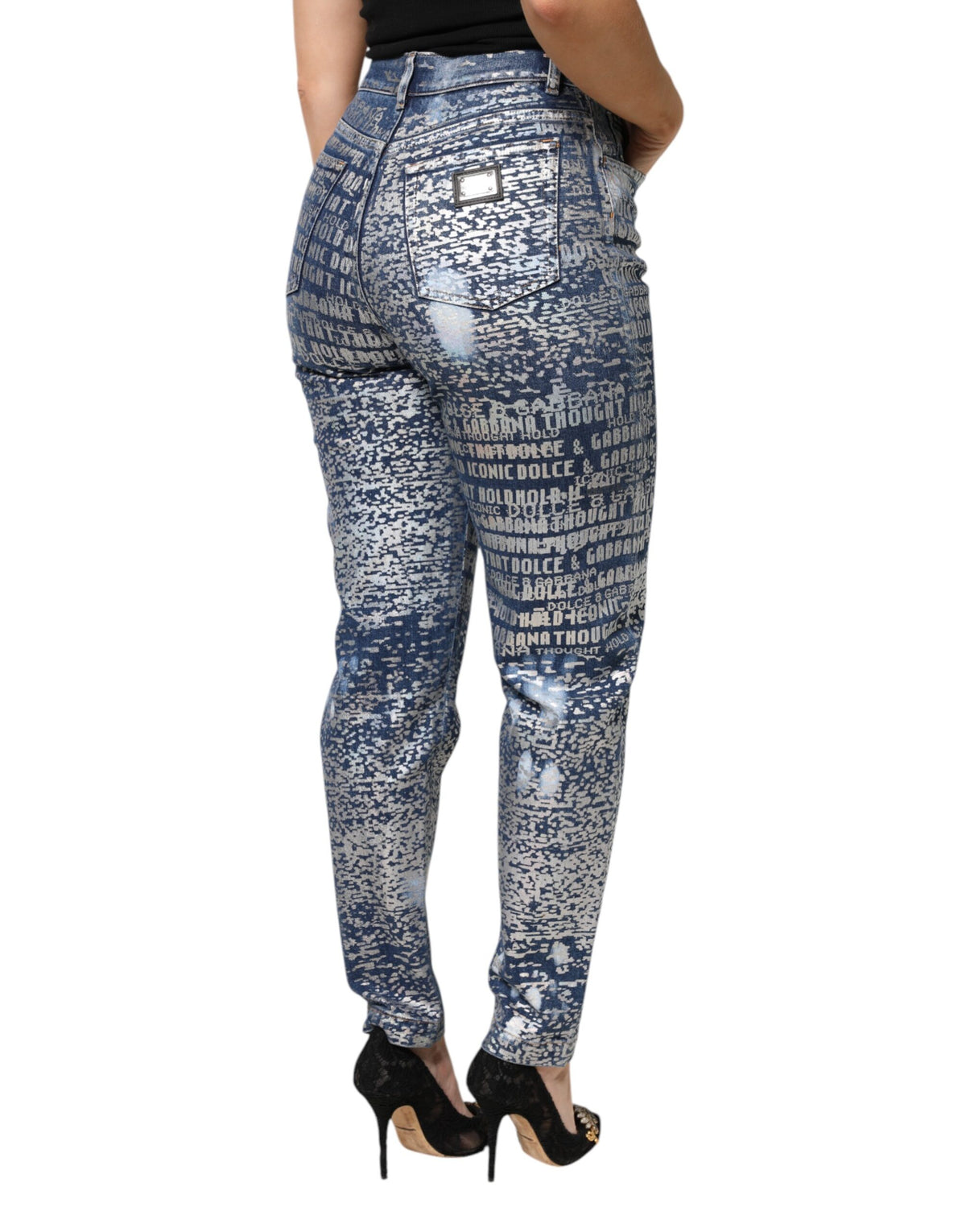 Dolce & Gabbana Blue Washed High-Waist Stretch-Jeans