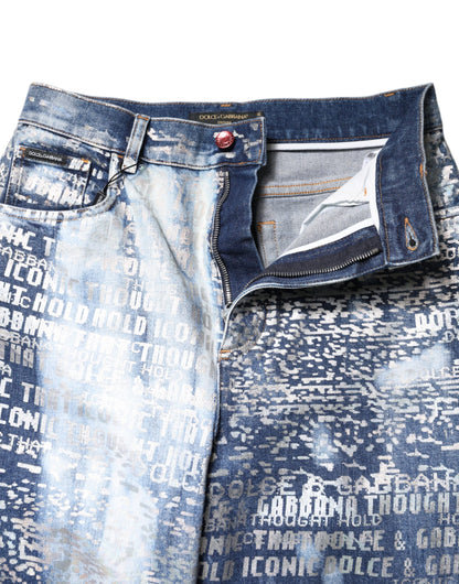 Dolce & Gabbana Blue Washed High-Waist Stretch-Jeans