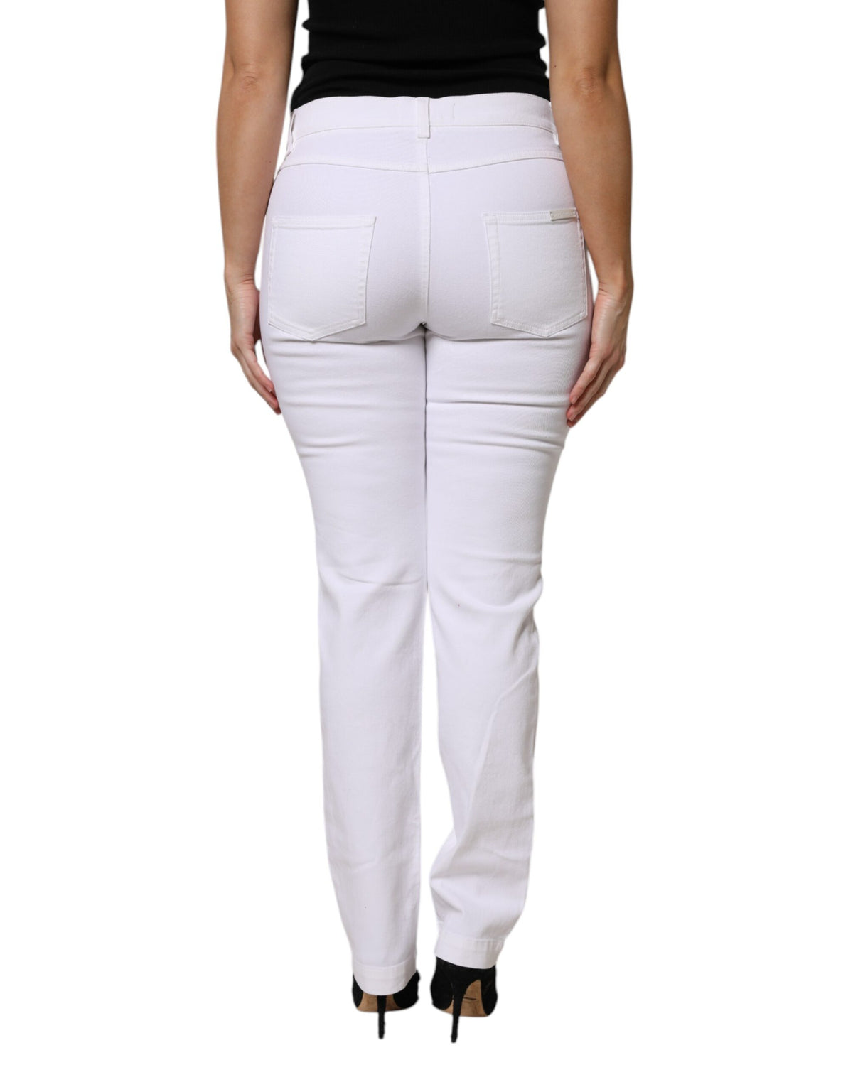 Dolce & Gabbana Weiße GIRLY Jeans mit floralen Pailletten