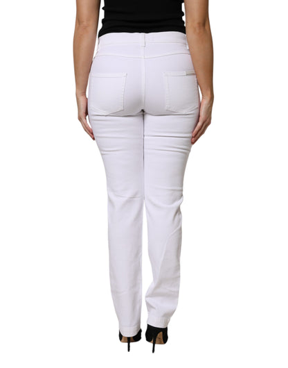 Dolce & Gabbana Weiße GIRLY Jeans mit floralen Pailletten
