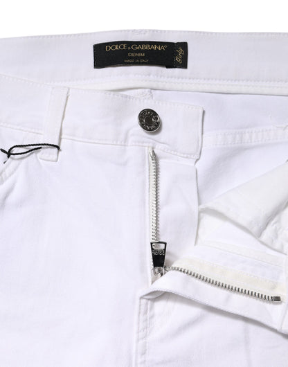 Dolce & Gabbana Weiße GIRLY Jeans mit floralen Pailletten