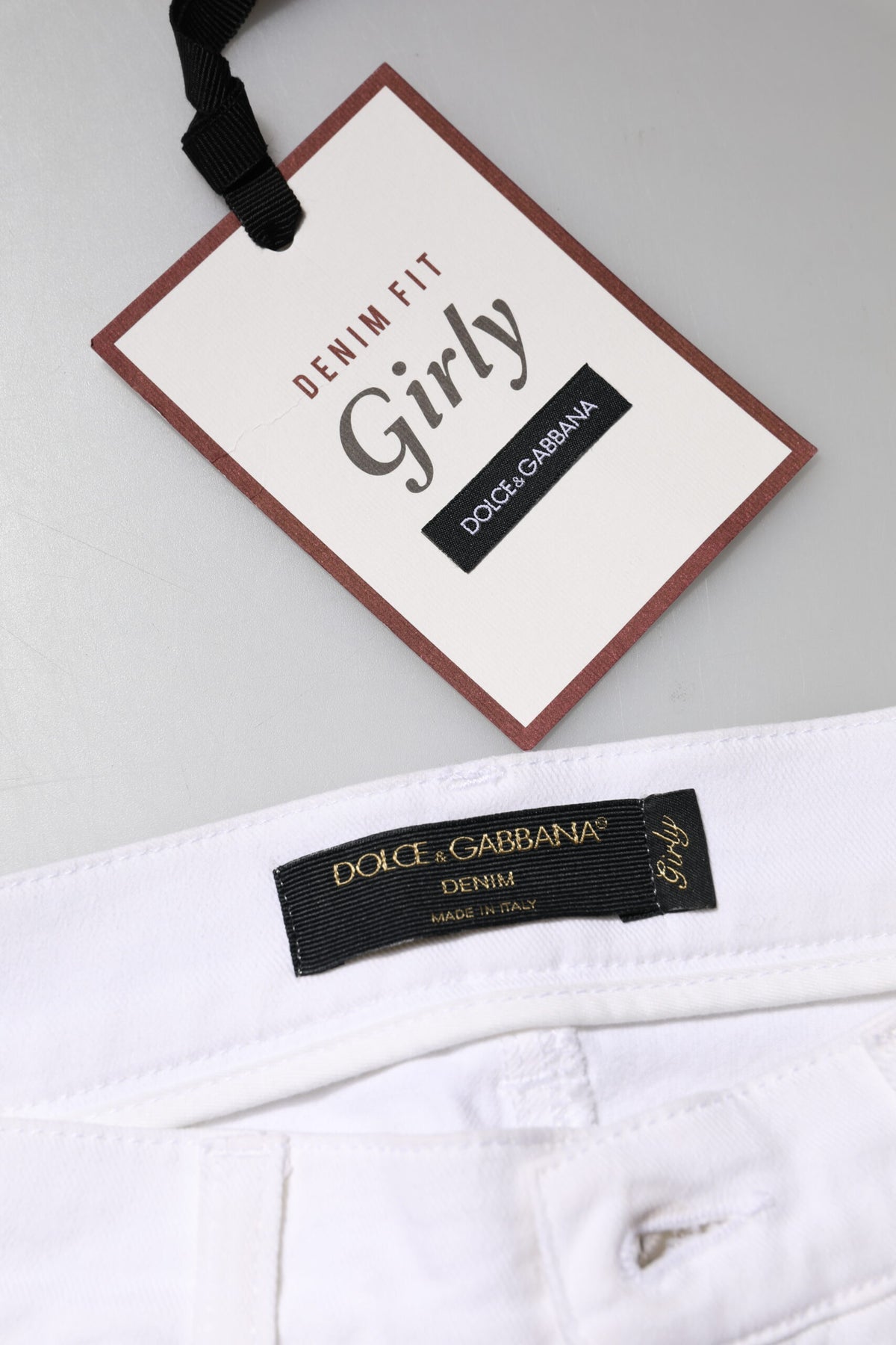 Dolce & Gabbana Weiße GIRLY Jeans mit floralen Pailletten