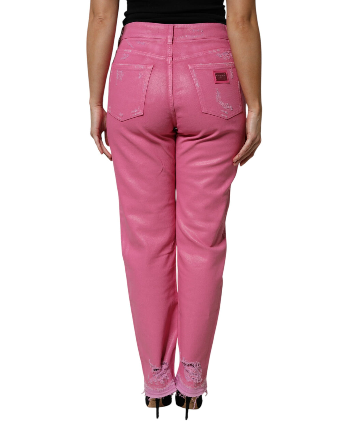 Dolce & Gabbana Rosa Mid-Waist Distressed Tapered Jeans