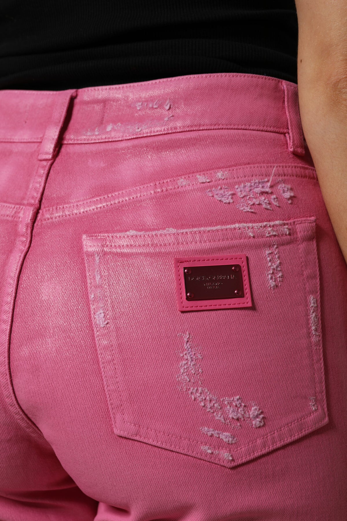 Dolce & Gabbana Rosa Mid-Waist Distressed Tapered Jeans
