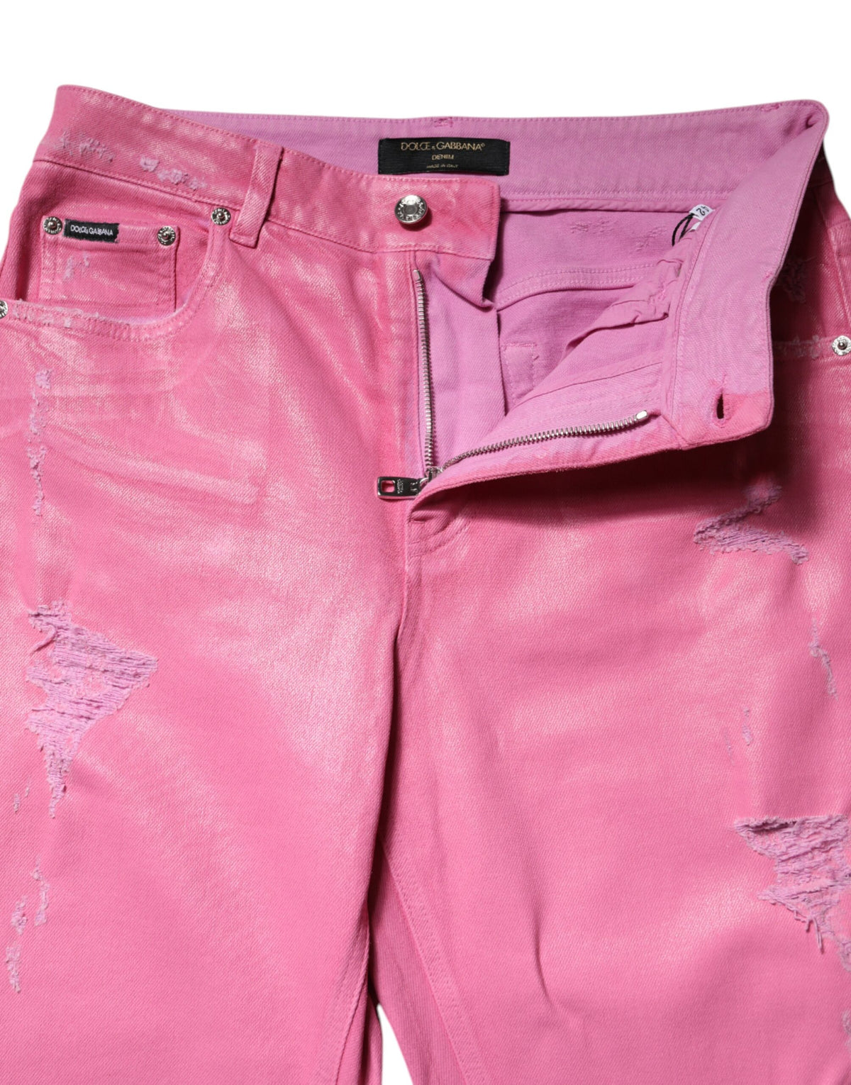 Dolce & Gabbana Rosa Mid-Waist Distressed Tapered Jeans