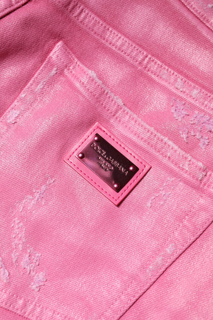 Dolce & Gabbana Rosa Mid-Waist Distressed Tapered Jeans