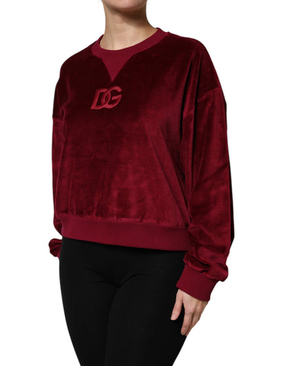 Dolce & Gabbana Roter Baumwollsamt-Pullover mit Rundhalsausschnitt