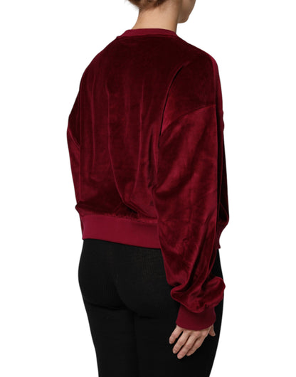 Dolce & Gabbana Roter Baumwollsamt-Pullover mit Rundhalsausschnitt