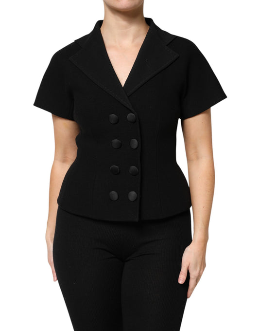 Dolce & Gabbana Black Wool Coat Double-Breasted Jacket
