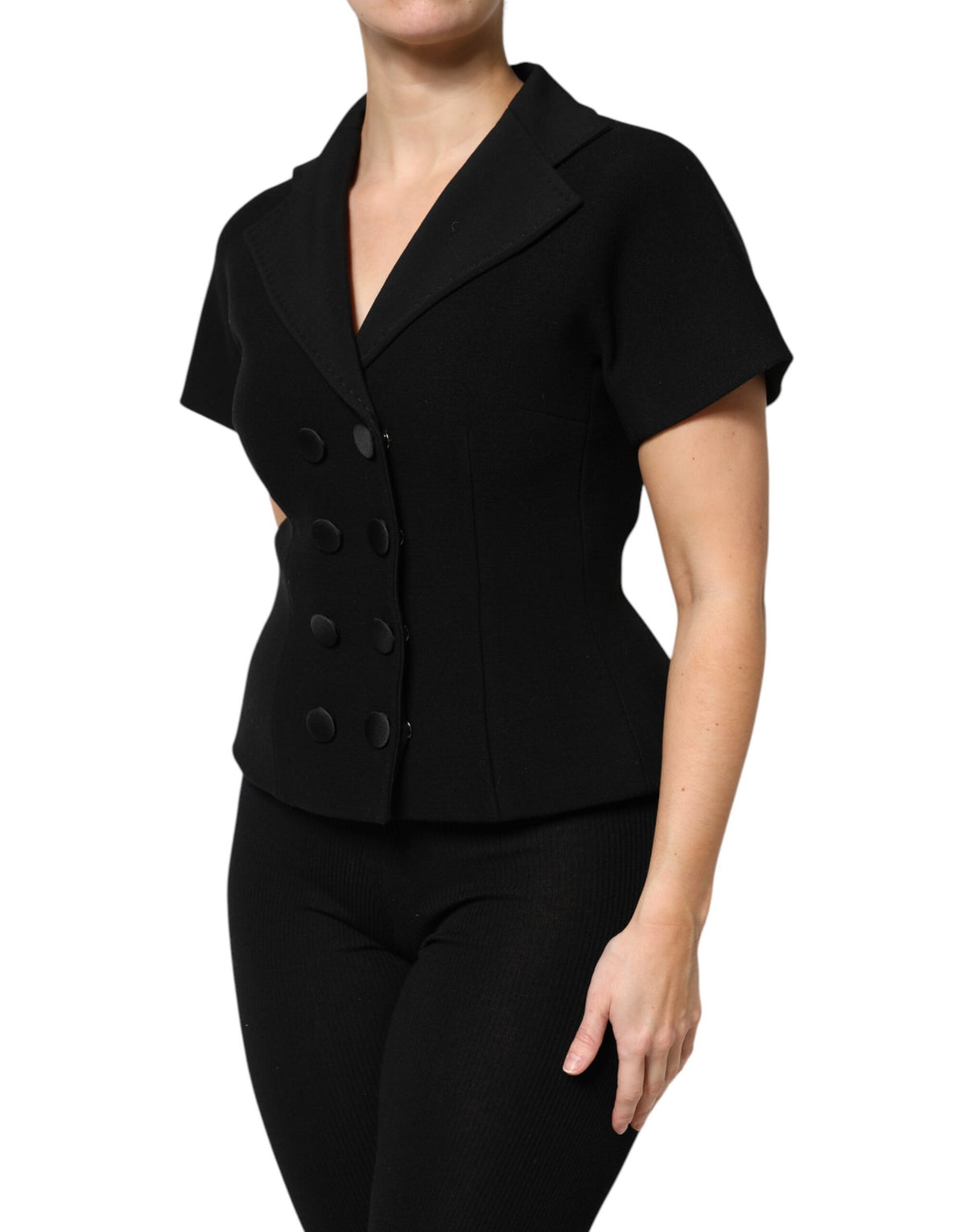 Dolce & Gabbana Black Wool Coat Double-Breasted Jacket