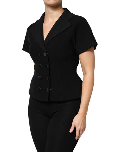 Dolce & Gabbana Black Wool Coat Double-Breasted Jacket