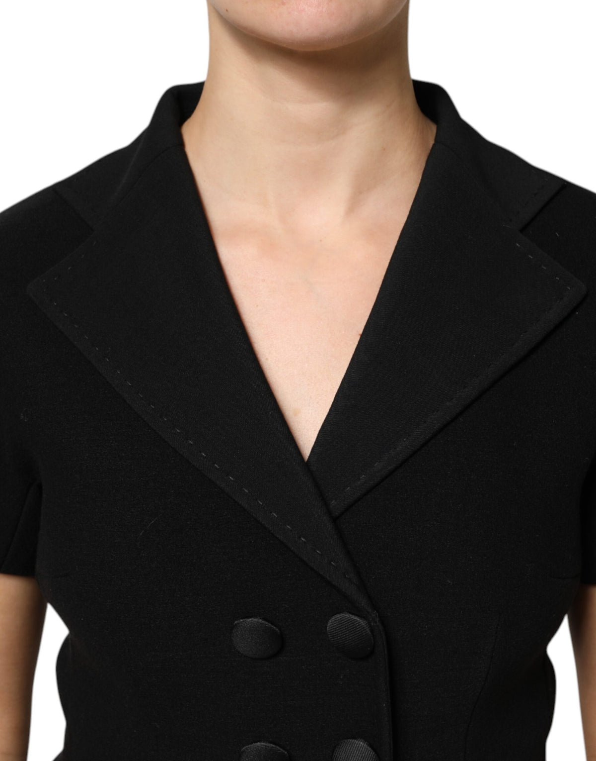 Dolce & Gabbana Black Wool Coat Double-Breasted Jacket