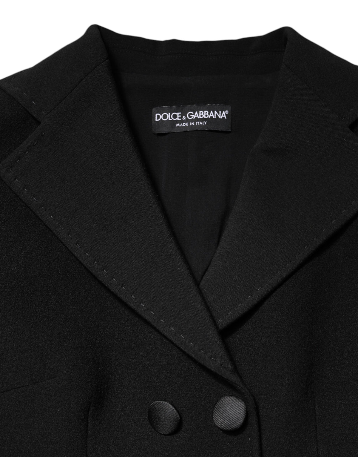 Dolce & Gabbana Black Wool Coat Double-Breasted Jacket