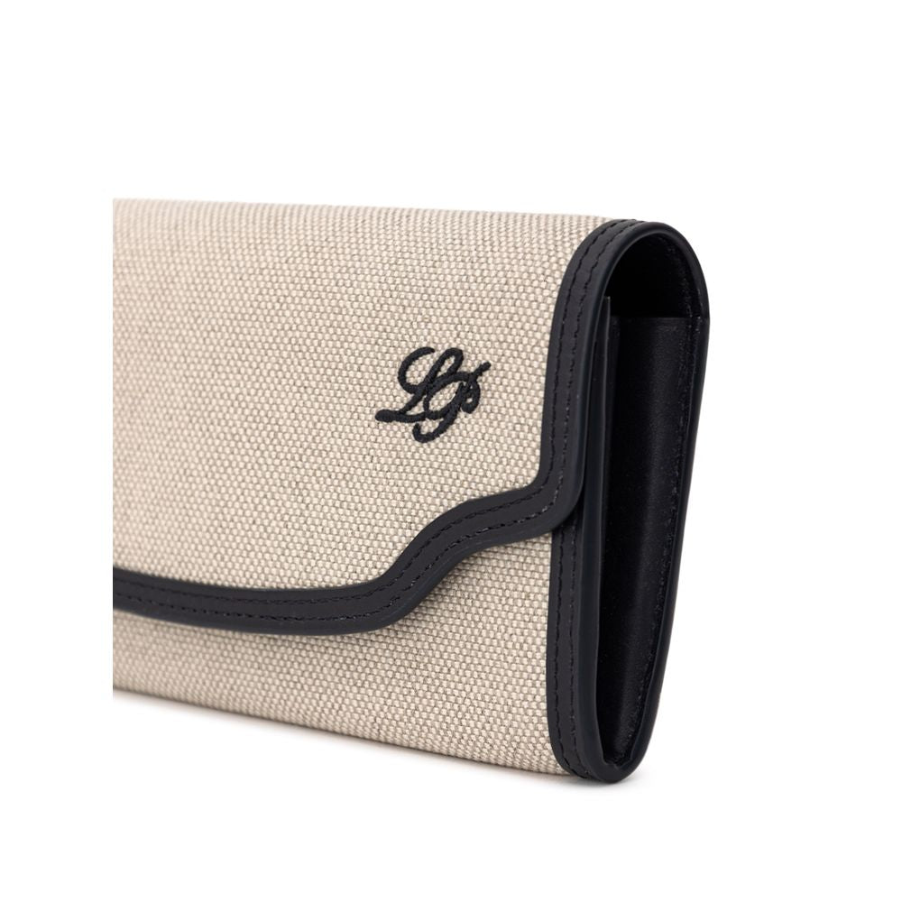 Loro Piana Beige Stoff und Leder Brieftasche