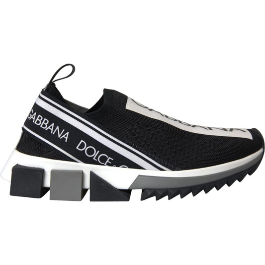 Dolce & Gabbana Sorrento Sneaker Nere e Bianche Slip-On in viscosa e poliestere