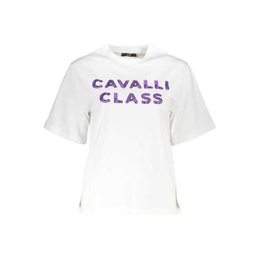 Cavalli Class Weißes Baumwoll-T-Shirt