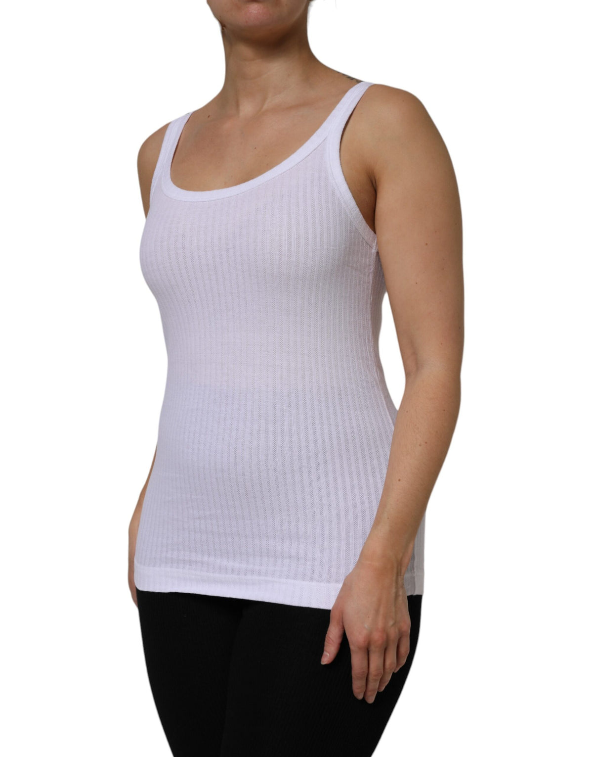 Dolce & Gabbana Weißes ärmelloses Tanktop aus Baumwoll-Stretch