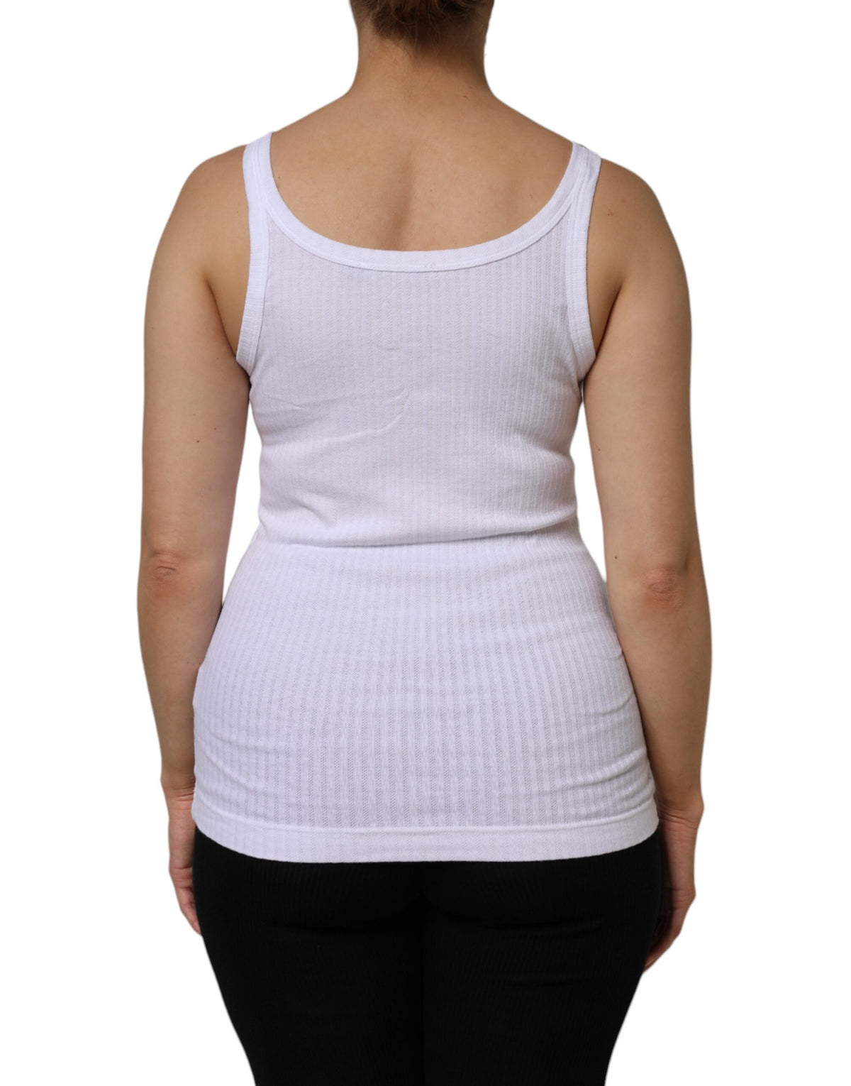 Dolce & Gabbana Weißes ärmelloses Tanktop aus Baumwoll-Stretch
