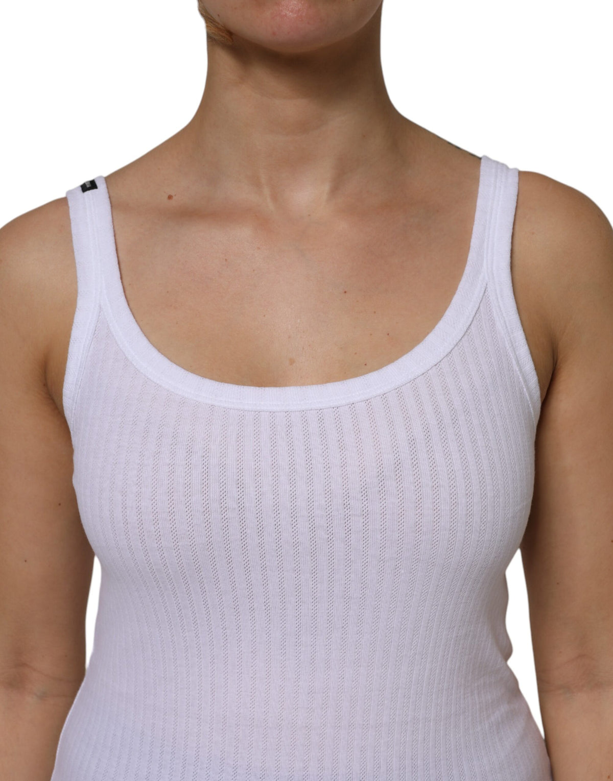 Dolce & Gabbana Weißes ärmelloses Tanktop aus Baumwoll-Stretch